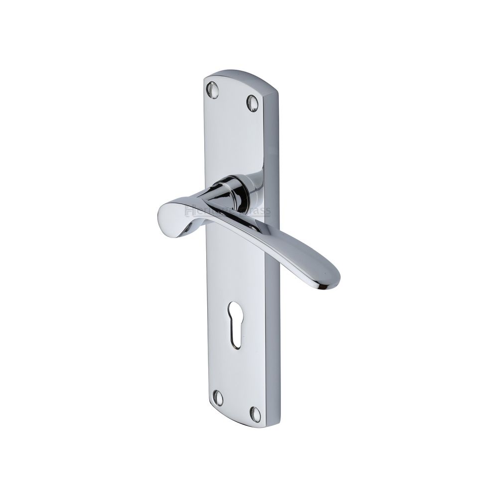 This is an image of a Heritage Brass - Door Handle Lever Lock Diplomat Design Polished Chrome Finish, dip7800-pc that is available to order from T.H Wiggans Ironmongery in Kendal.