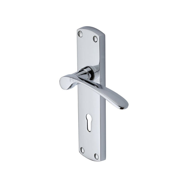 This is an image of a Heritage Brass - Door Handle Lever Lock Diplomat Design Polished Chrome Finish, dip7800-pc that is available to order from T.H Wiggans Ironmongery in Kendal.