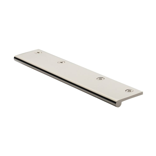 This is an image of a Heritage Brass - EP Edge Pull Cabinet Handle 200mm Polished Nickel Finish, ep200-38-pnf that is available to order from T.H Wiggans Ironmongery in Kendal.
