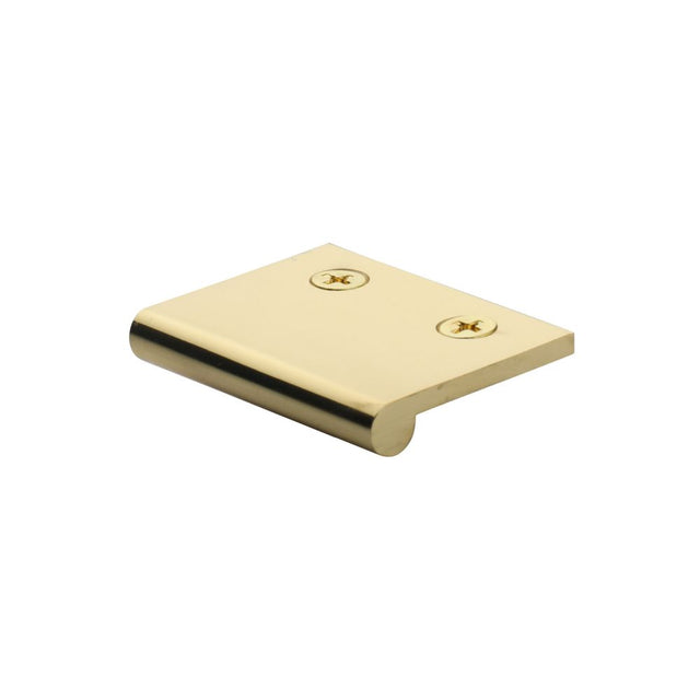 This is an image of a Heritage Brass - EP Edge Pull Cabinet Handle 50mm Polished Brass Finish, ep50-38-pb that is available to order from T.H Wiggans Ironmongery in Kendal.