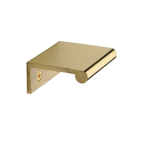 This is an image of a Heritage Brass - EPR Edge Pull Cabinet Handle 50mm Polished Brass Finish, epr50-40-pb that is available to order from T.H Wiggans Ironmongery in Kendal.