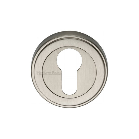 This is an image of a Heritage Brass - Euro Profile Cylinder Escutcheon Satin Nickel Finish, erd7020-sn that is available to order from T.H Wiggans Ironmongery in Kendal.