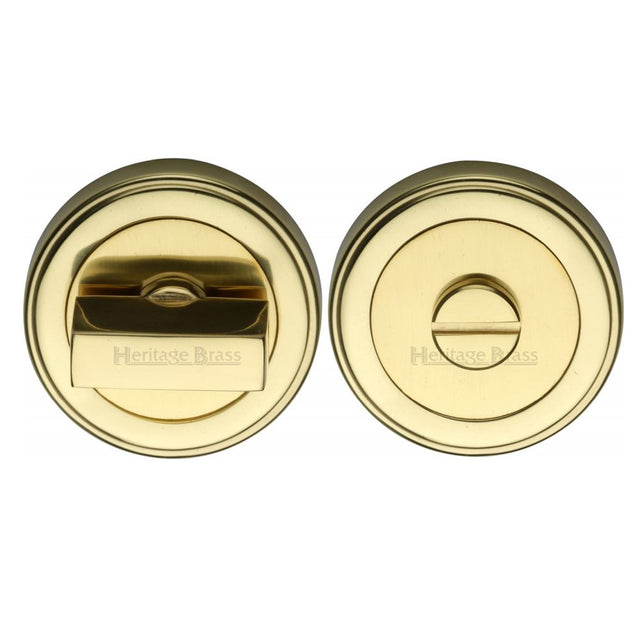 This is an image of a Heritage Brass - Round Turn & Release Cylinder with stepped edge Polished, erd7030-pb that is available to order from T.H Wiggans Ironmongery in Kendal.