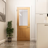 Deanta Ely Unfinished Oak 2 Panel Clear Glazed Doors