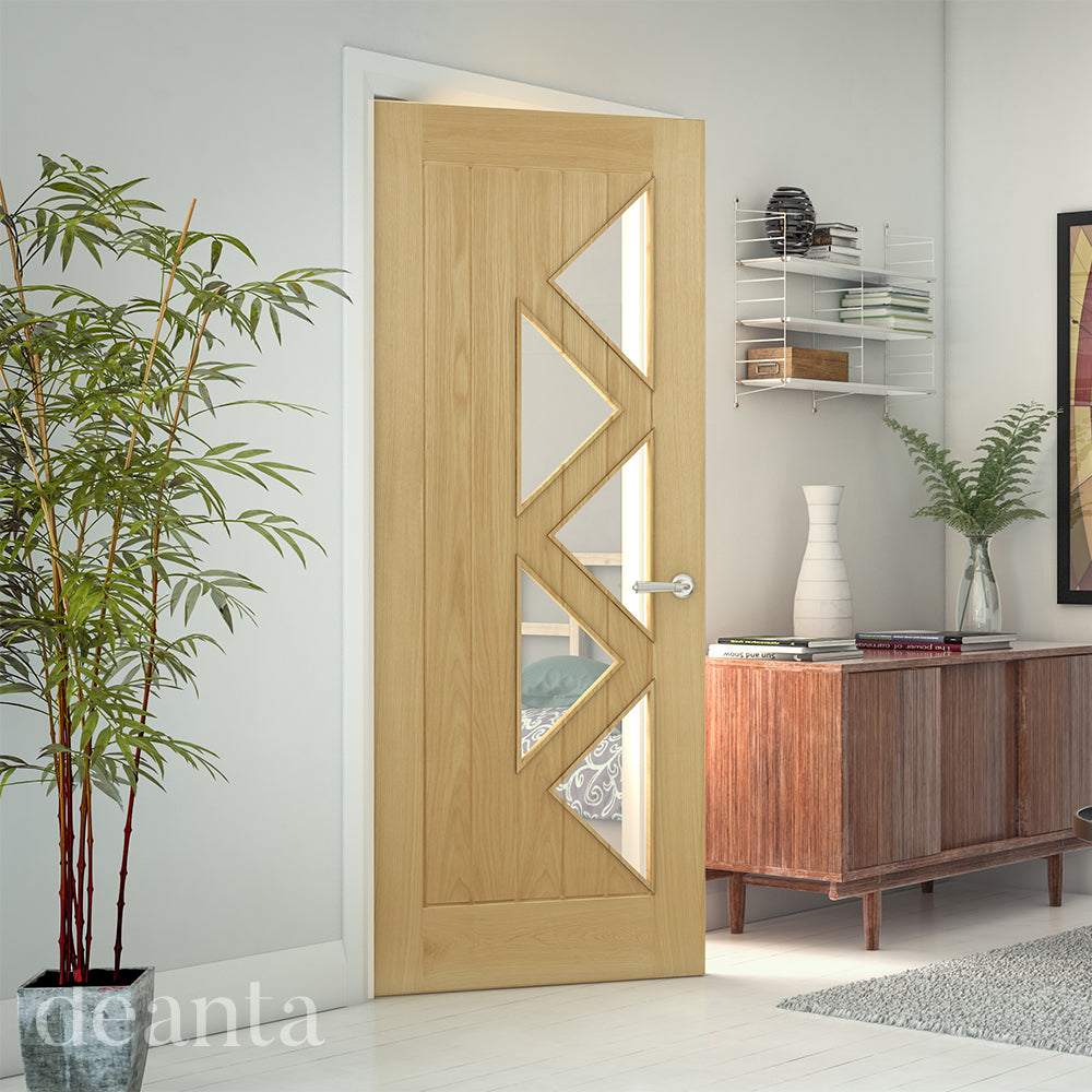 Deanta Ely Prefinished Oak Clear Glazed (5L) Doors