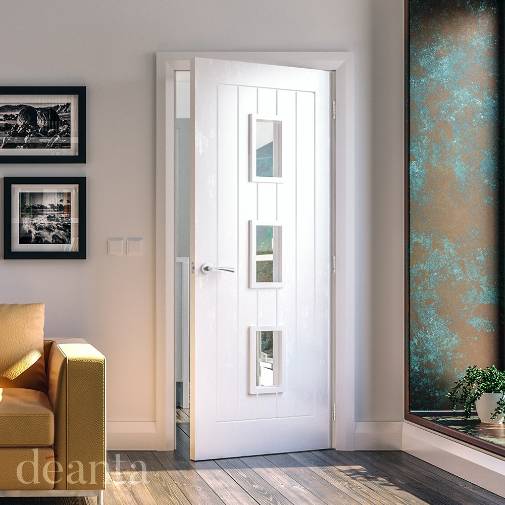 Deanta Ely White Primed Clear Glazed (3L) Doors