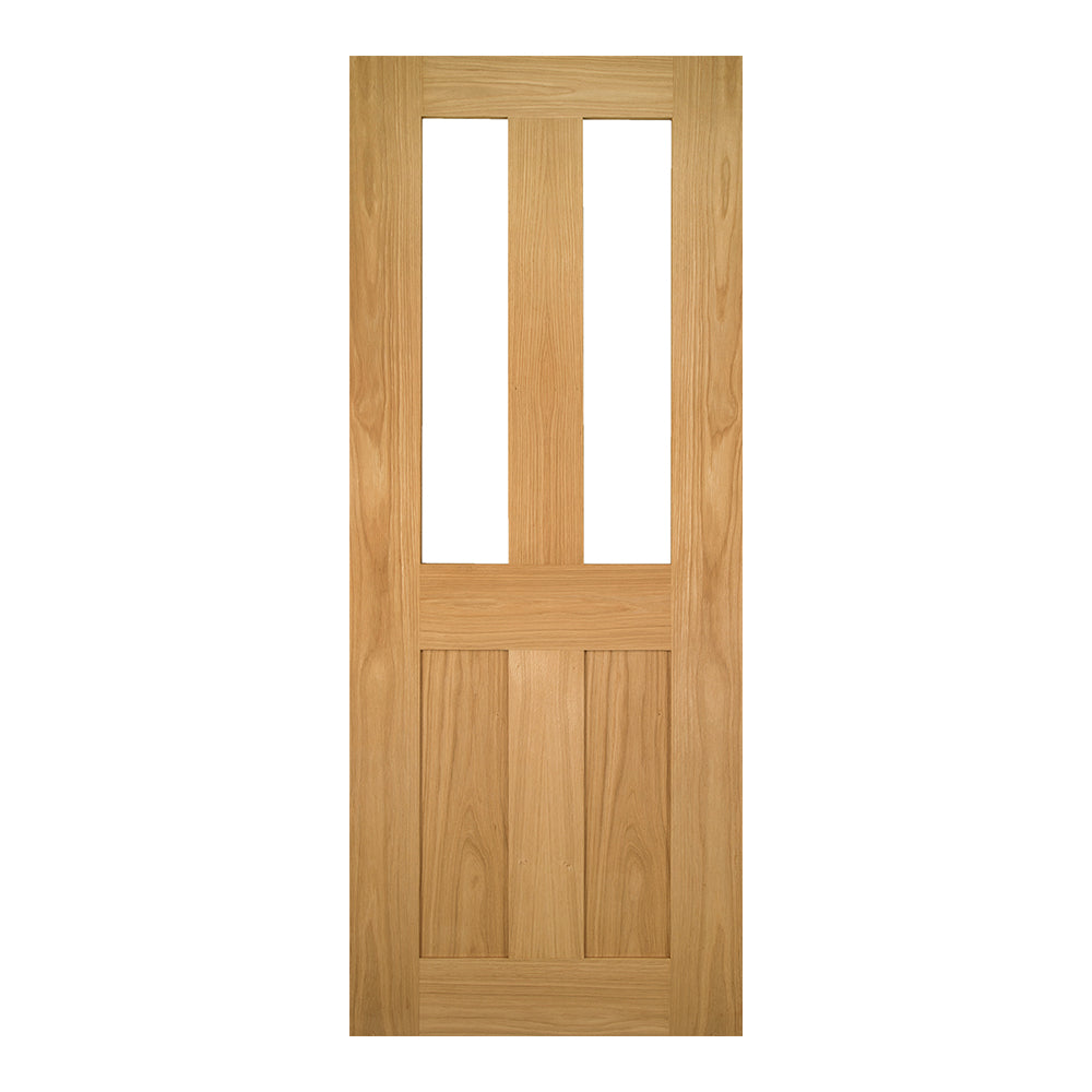 This is an image of Deanta Eton Unfinished Oak Clear Glazed Doors available to order from T.H. Wiggans Ironmongery in Kendal