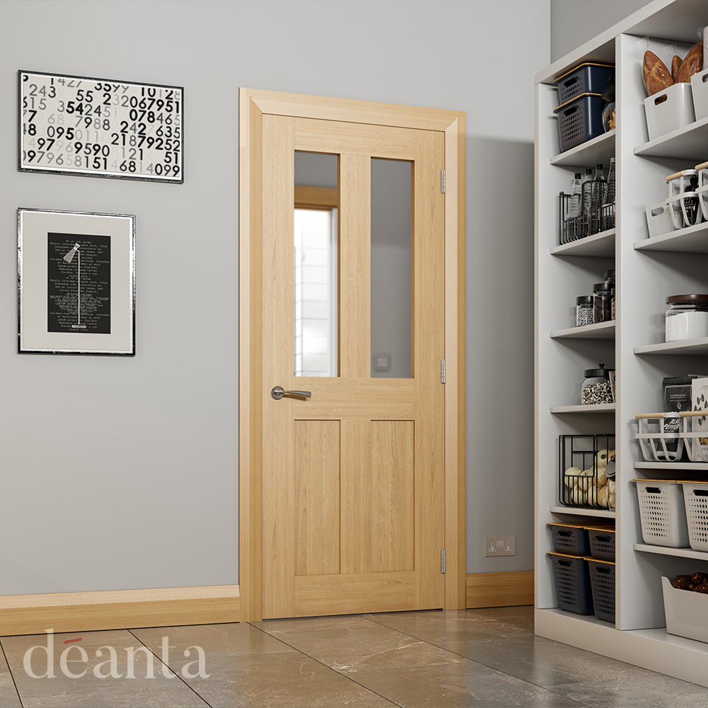 Deanta Eton Unfinished Oak Clear Glazed Doors