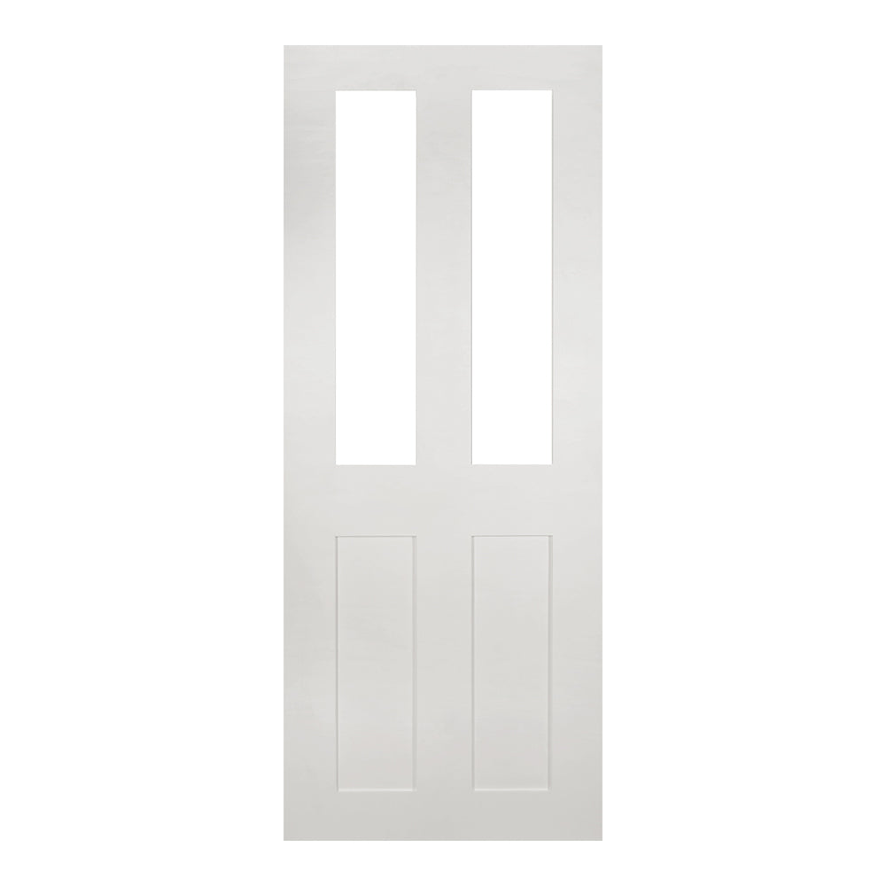 This is an image of Deanta Eton White Primed Clear Glazed Doors available to order from T.H. Wiggans Ironmongery in Kendal