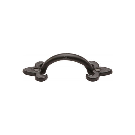 This is an image of a M.Marcus - Black Iron Rustic Cabinet Pull Fleur-de-lys Design 102mm, fb1092-102 that is available to order from T.H Wiggans Ironmongery in Kendal.