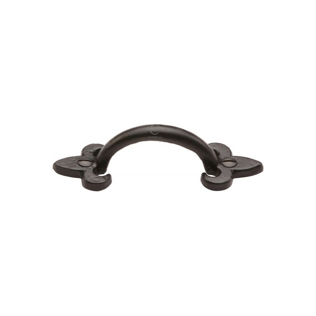 This is an image of a M.Marcus - Black Iron Rustic Cabinet Pull Fleur-de-lys Design 102mm, fb1092-102 that is available to order from T.H Wiggans Ironmongery in Kendal.