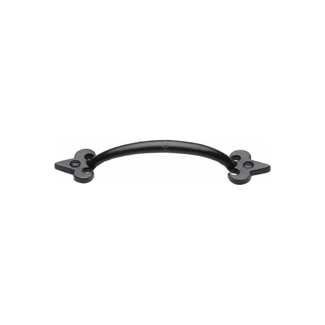 This is an image of a M.Marcus - Black Iron Rustic Cabinet Pull Fleur-de-lys Design 152mm, fb1092-152 that is available to order from T.H Wiggans Ironmongery in Kendal.
