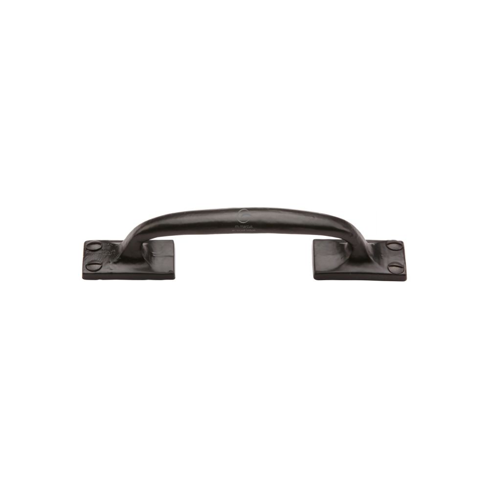 This is an image of a M.Marcus - Black Iron Rustic Cabinet Pull Offset Design 159mm, fb1145-159 that is available to order from T.H Wiggans Ironmongery in Kendal.