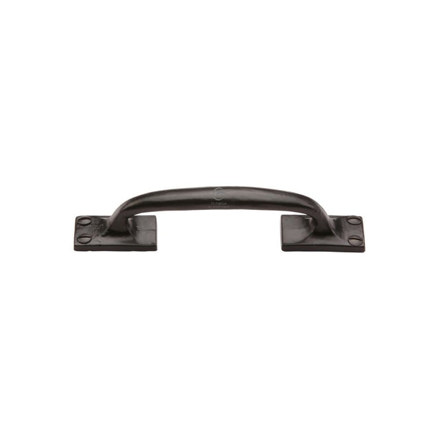 This is an image of a M.Marcus - Black Iron Rustic Cabinet Pull Offset Design 159mm, fb1145-159 that is available to order from T.H Wiggans Ironmongery in Kendal.