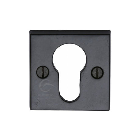 This is an image of a M.Marcus - Black Iron Rustic Euro Profile Cylinder Escutcheon, fb158 that is available to order from T.H Wiggans Ironmongery in Kendal.