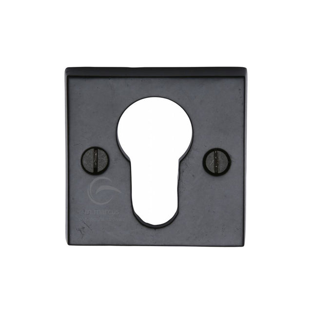 This is an image of a M.Marcus - Black Iron Rustic Euro Profile Cylinder Escutcheon, fb158 that is available to order from T.H Wiggans Ironmongery in Kendal.