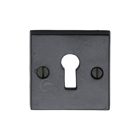This is an image of a M.Marcus - Black Iron Rustic Key Escutcheon Square, fb159 that is available to order from T.H Wiggans Ironmongery in Kendal.