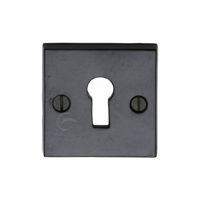 This is an image of a M.Marcus - Black Iron Rustic Key Escutcheon Square, fb159 that is available to order from T.H Wiggans Ironmongery in Kendal.