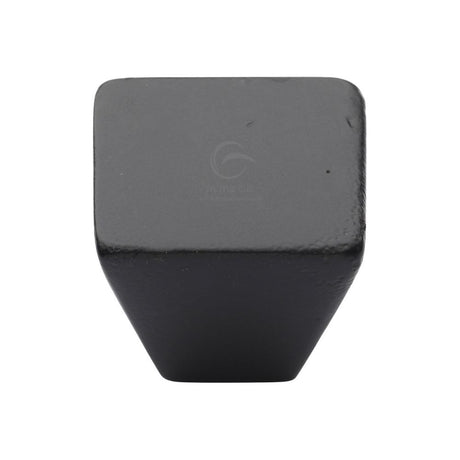 This is an image of a M.Marcus - Black Iron Rustic Cabinet Knob Square Cone Design 32mm, fb3191-32 that is available to order from T.H Wiggans Ironmongery in Kendal.