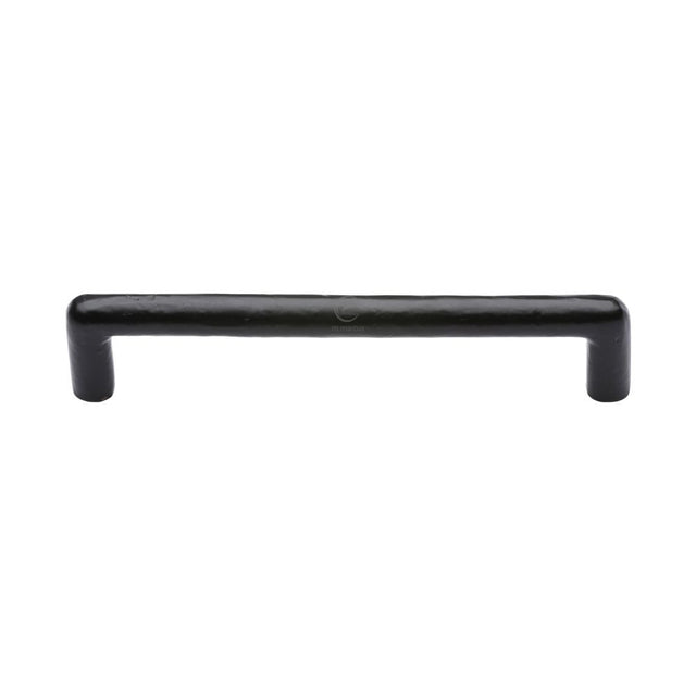 This is an image of a M.Marcus - Black Iron Rustic Cabinet Pull Round Design 160mm CTC, fb331-160 that is available to order from T.H Wiggans Ironmongery in Kendal.