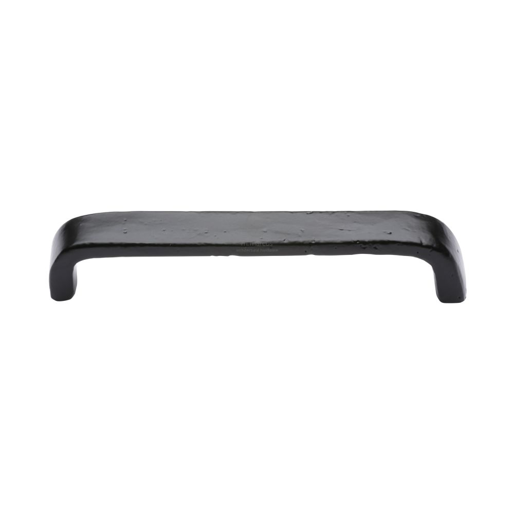 This is an image of a M.Marcus - Black Iron Rustic Cabinet Pull D Shaped 160mm CTC, fb341-160 that is available to order from T.H Wiggans Ironmongery in Kendal.