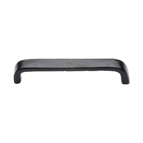 This is an image of a M.Marcus - Black Iron Rustic Cabinet Pull D Shaped 160mm CTC, fb341-160 that is available to order from T.H Wiggans Ironmongery in Kendal.
