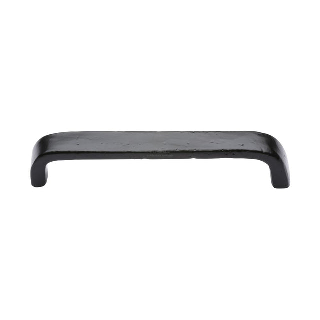 This is an image of a M.Marcus - Black Iron Rustic Cabinet Pull D Shaped 160mm CTC, fb341-160 that is available to order from T.H Wiggans Ironmongery in Kendal.