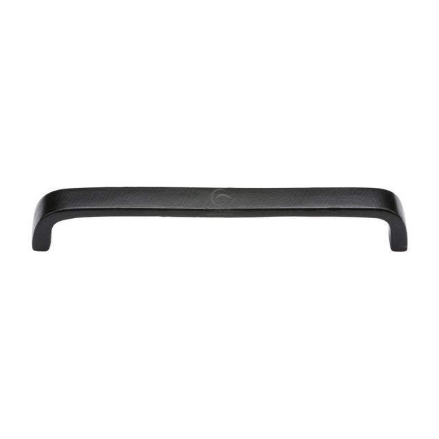 This is an image of a M.Marcus - Black Iron Rustic Cabinet Pull D Shaped 192mm CTC, fb341-192 that is available to order from T.H Wiggans Ironmongery in Kendal.