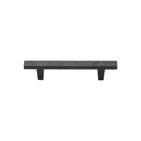 This is an image of a M.Marcus - Black Iron Rustic Cabinet Pull Textured Design 96mm CTC, fb3425-96 that is available to order from T.H Wiggans Ironmongery in Kendal.