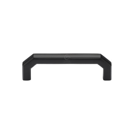 This is an image of a M.Marcus - Matt Black Rustic Iron Cabinet Pull Angular Design 96mm CTC, fb3465-96 that is available to order from T.H Wiggans Ironmongery in Kendal.