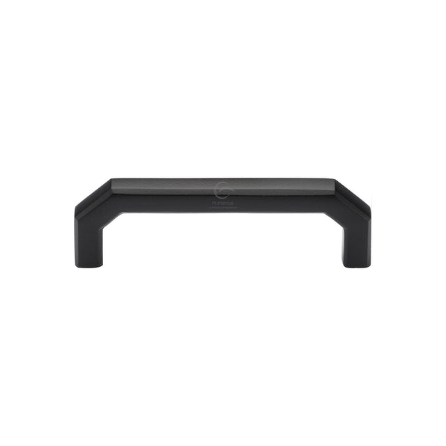This is an image of a M.Marcus - Matt Black Rustic Iron Cabinet Pull Angular Design 96mm CTC, fb3465-96 that is available to order from T.H Wiggans Ironmongery in Kendal.