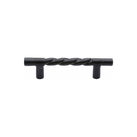 This is an image of a M.Marcus - Black Iron Rustic Cabinet Pull Rope Design 203mm, fb349-227 that is available to order from T.H Wiggans Ironmongery in Kendal.