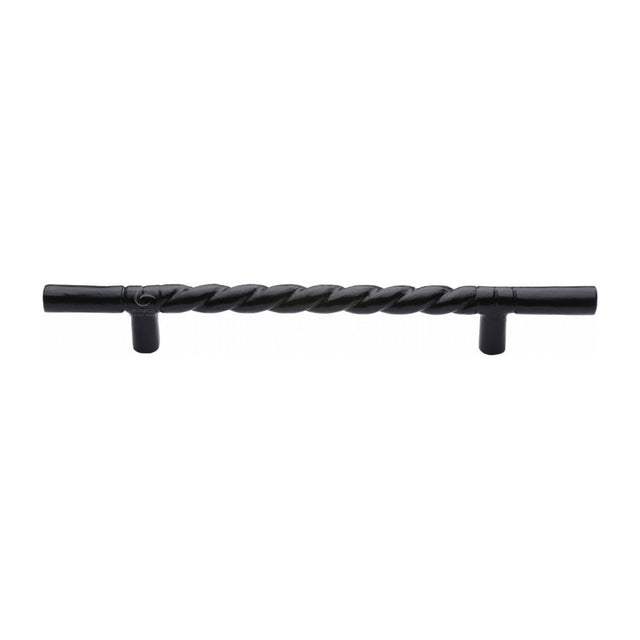 This is an image of a M.Marcus - Black Iron Rustic Cabinet Pull Rope Design 457mm, fb349-457 that is available to order from T.H Wiggans Ironmongery in Kendal.