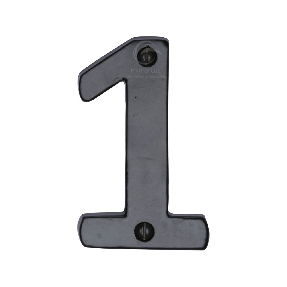 This is an image of a M.Marcus - Black Iron Rustic Numeral 1 Face Fix 76mm (3"), fb351-1 that is available to order from T.H Wiggans Ironmongery in Kendal.