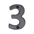 This is an image of a M.Marcus - Black Iron Rustic Numeral 3 Face Fix 76mm (3"), fb351-3 that is available to order from T.H Wiggans Ironmongery in Kendal.