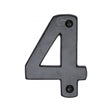 This is an image of a M.Marcus - Black Iron Rustic Numeral 4 Face Fix 76mm (3"), fb351-4 that is available to order from T.H Wiggans Ironmongery in Kendal.