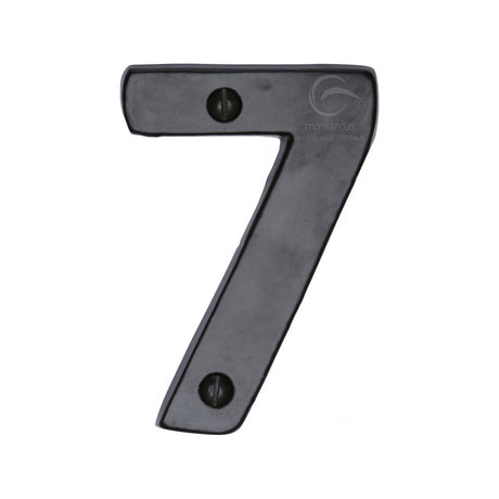 This is an image of a M.Marcus - Black Iron Rustic Numeral 7 Face Fix 76mm (3"), fb351-7 that is available to order from T.H Wiggans Ironmongery in Kendal.