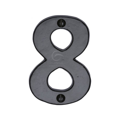 This is an image of a M.Marcus - Black Iron Rustic Numeral 8 Face Fix 76mm (3"), fb351-8 that is available to order from T.H Wiggans Ironmongery in Kendal.