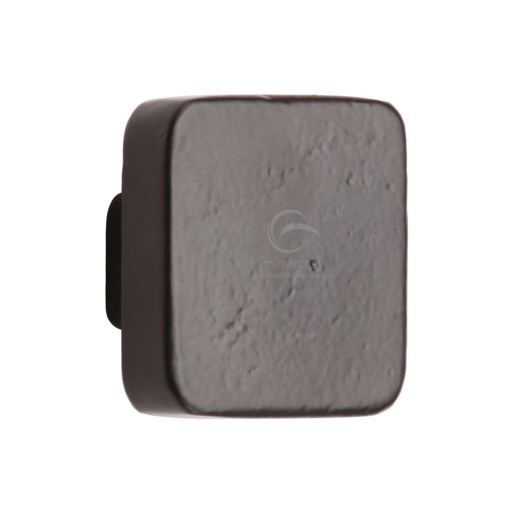 This is an image of a M.Marcus - Black Iron Rustic Cabinet Knob Square Design 32mm, fb3674-32 that is available to order from T.H Wiggans Ironmongery in Kendal.