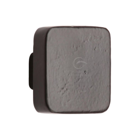 This is an image of a M.Marcus - Black Iron Rustic Cabinet Knob Square Design 32mm, fb3674-32 that is available to order from T.H Wiggans Ironmongery in Kendal.