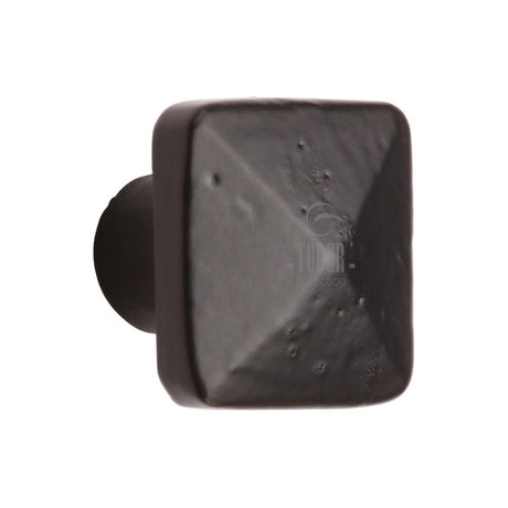 This is an image of a M.Marcus - Black Iron Rustic Cabinet Knob Square Pyramid Design 32mm, fb390-32 that is available to order from T.H Wiggans Ironmongery in Kendal.