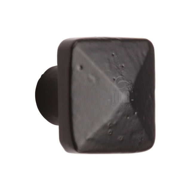 This is an image of a M.Marcus - Black Iron Rustic Cabinet Knob Square Pyramid Design 32mm, fb390-32 that is available to order from T.H Wiggans Ironmongery in Kendal.