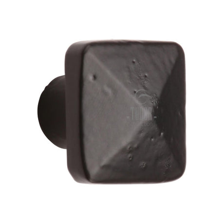This is an image of a M.Marcus - Black Iron Rustic Cabinet Knob Square Pyramid Design 38mm, fb390-38 that is available to order from T.H Wiggans Ironmongery in Kendal.
