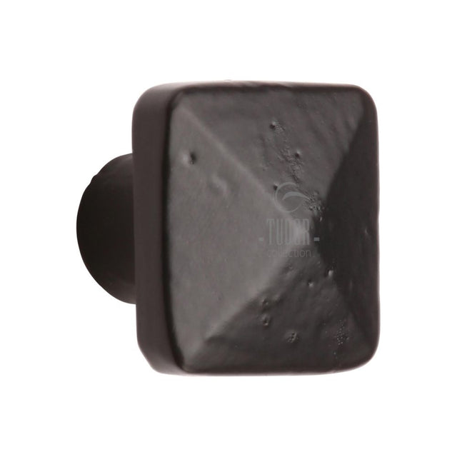 This is an image of a M.Marcus - Black Iron Rustic Cabinet Knob Square Pyramid Design 38mm, fb390-38 that is available to order from T.H Wiggans Ironmongery in Kendal.