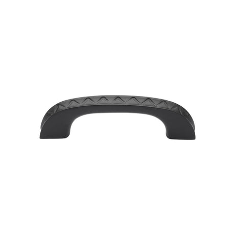 This is an image of a M.Marcus - Matt Black Rustic Iron Cabinet Pull Aztec Design 96mm CTC, fb396-96 that is available to order from T.H Wiggans Ironmongery in Kendal.