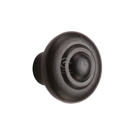 This is an image of a M.Marcus - The Cabinet Knob Bead Design 32mm Black Iron, fb3985-32 that is available to order from T.H Wiggans Ironmongery in Kendal.
