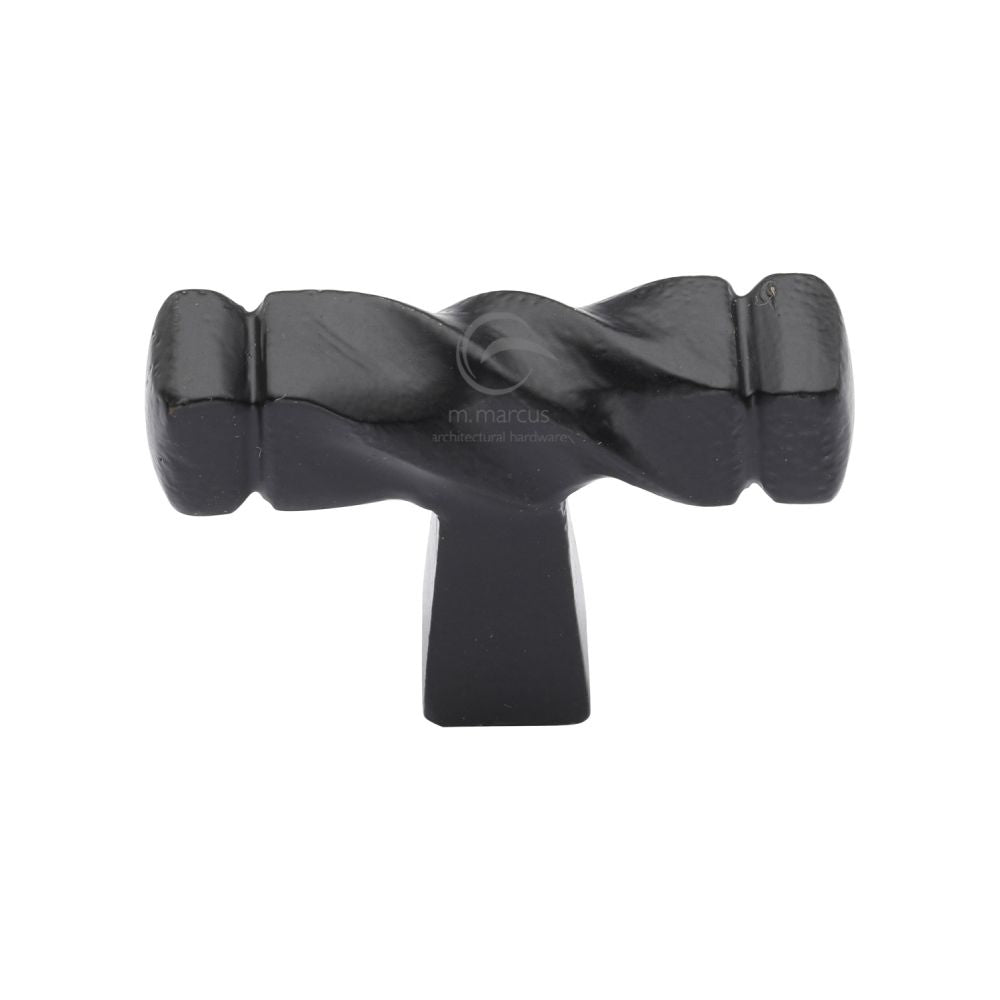 This is an image of a M.Marcus - Black Iron Rustic Cabinet Knob Twist Design 44mm, fb399 that is available to order from T.H Wiggans Ironmongery in Kendal.