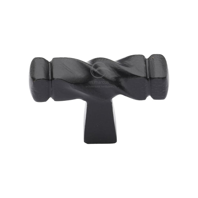This is an image of a M.Marcus - Black Iron Rustic Cabinet Knob Twist Design 44mm, fb399 that is available to order from T.H Wiggans Ironmongery in Kendal.