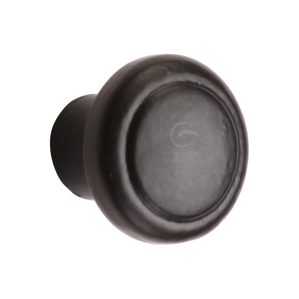 This is an image of a M.Marcus - Black Iron Rustic Cabinet Knob Newport Design 38mm, fb3990-38 that is available to order from T.H Wiggans Ironmongery in Kendal.