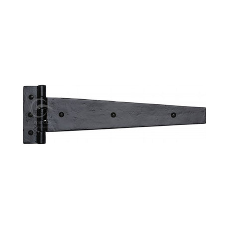 This is an image of a M.Marcus - Black Iron Rustic Strap Hinge 12" (pair), fb414-308 that is available to order from T.H Wiggans Ironmongery in Kendal.